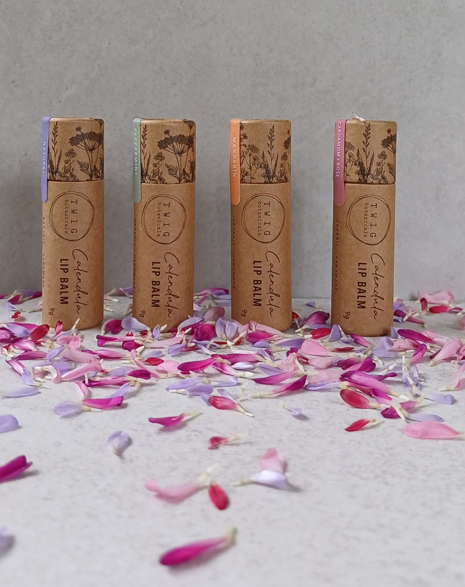 calendula infused organic natural lip balms scented with essential oils for dry lips